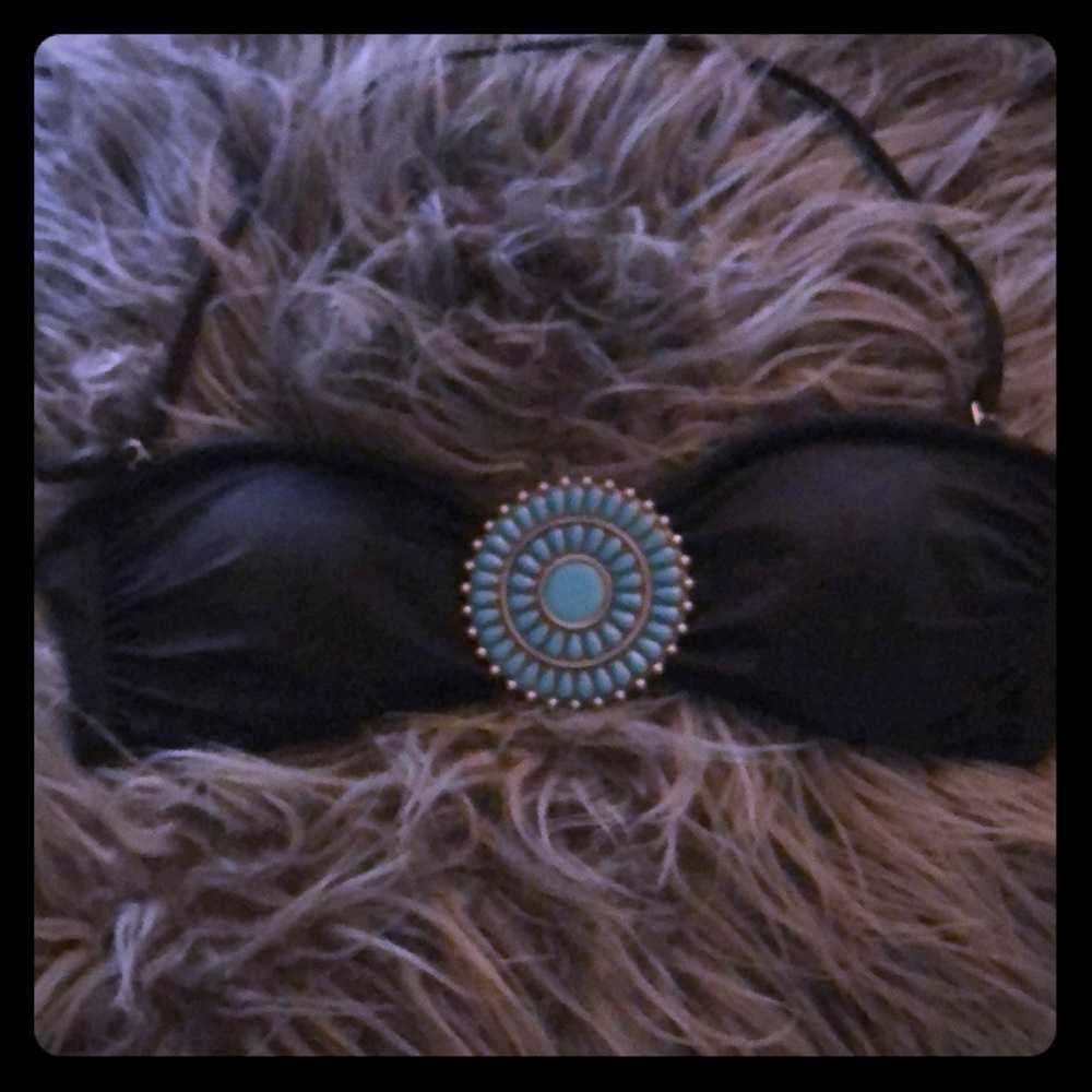 Victoria Secrets Black embellished Swim Top